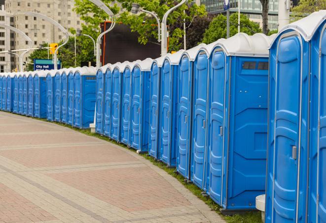 Seasonal porta potty units set up at a Groton, Connecticut venue