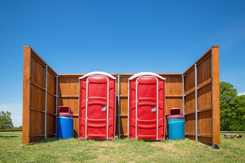 Short-term porta potty units staged for delivery in Groton, Connecticut